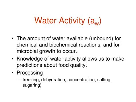 Water Activity (Aw) in Foods 